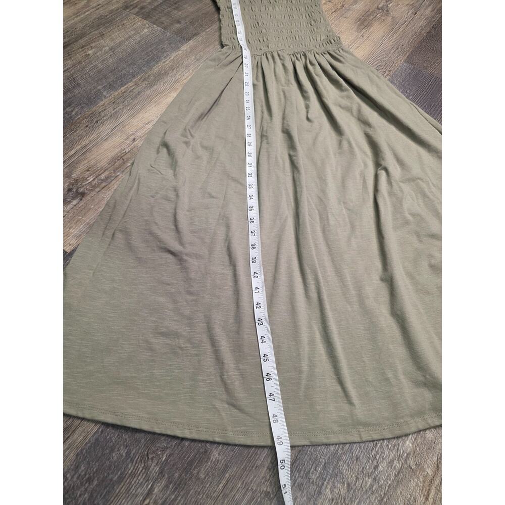 Universal Thread Smocked Maxi Drop Waist A-Line Pocket Dress Olive Green XS - Picture 5 of 6